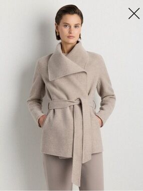 Quince Double-Faced Merino Wool Draped Collar Short Wrap Coat